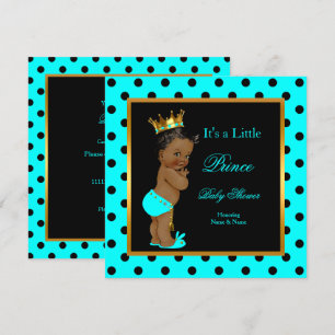 Prince Baby Shower Boy Teal Black Ethnic Invitation
