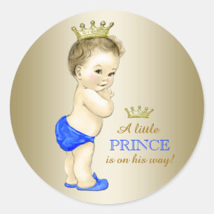 Prince Baby Shower Classic Round Sticker