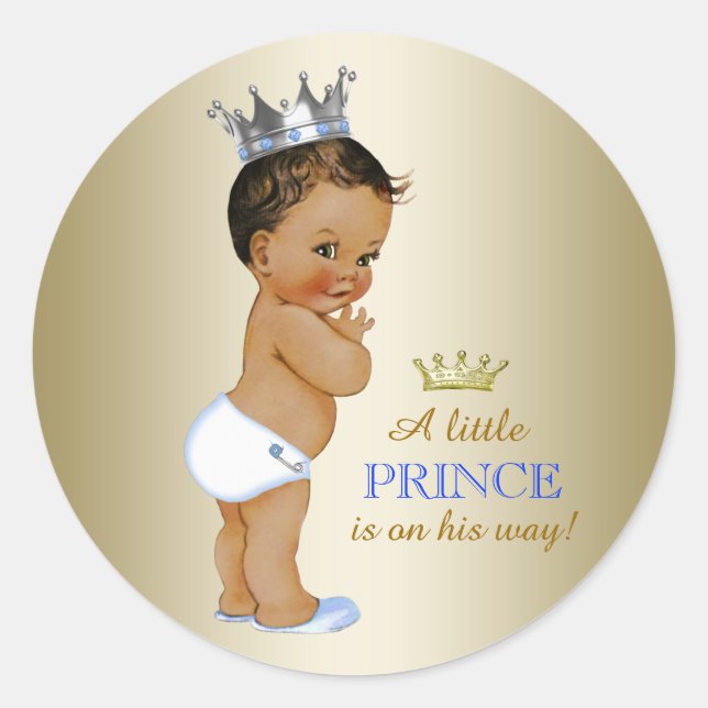 Prince Baby Shower Classic Round Sticker (Front)