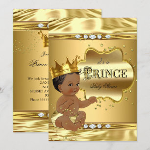 Prince Baby Shower Gold Foil Ethnic Baby Boy Invitation