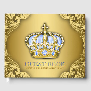 Prince Baby Shower Guest Book Baby Blue and Gold