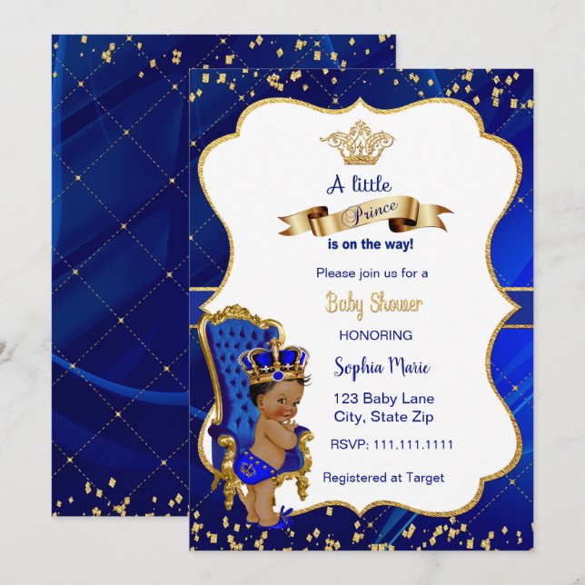 Prince Baby Shower Invitation Baby Boy Shower (Front/Back)