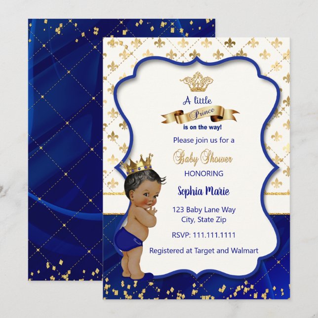 Prince Baby Shower invitation, Little prince Invitation (Front/Back)