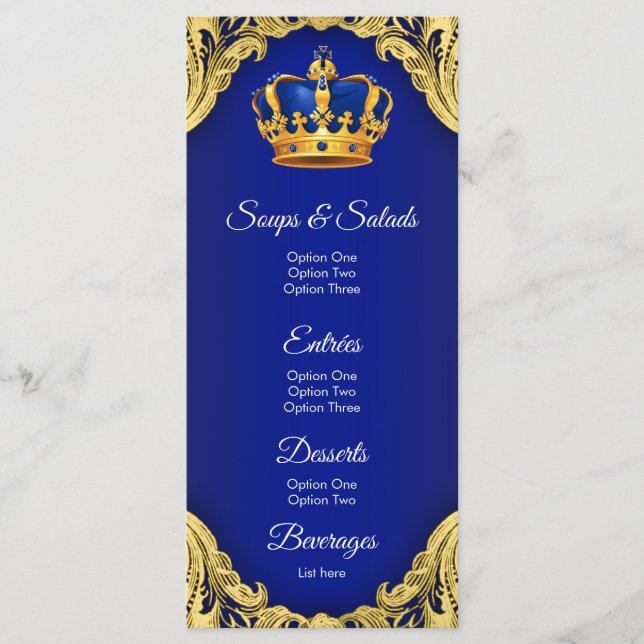 Prince Baby Shower Menu (Front)