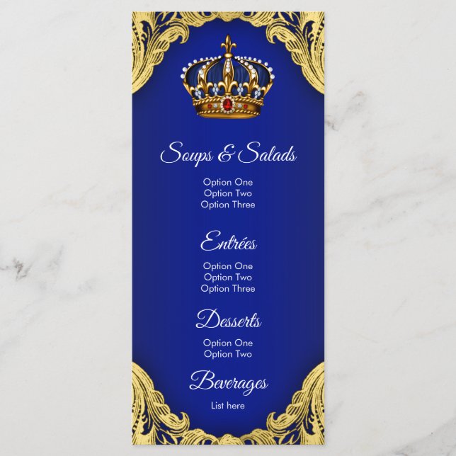 Prince Baby Shower Menus (Front)