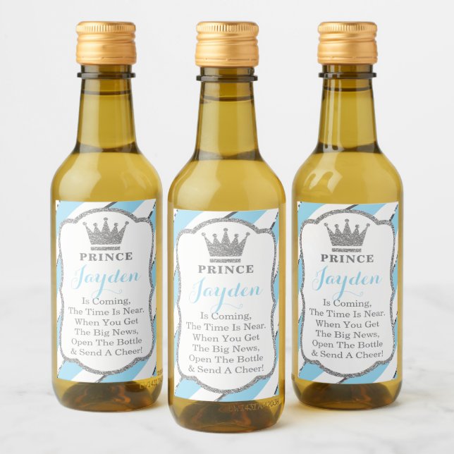 Prince Baby Shower Mini Wine Bottle Labels (Bottles)