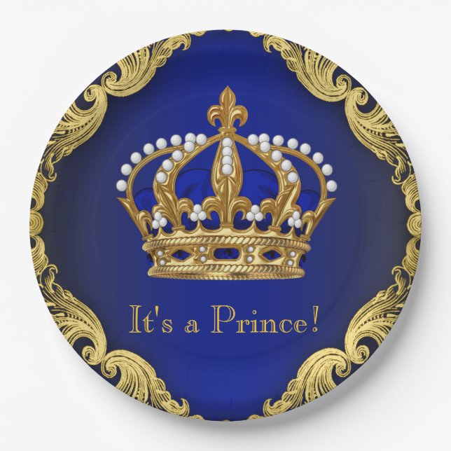 Prince Baby Shower Paper Plates (Front)