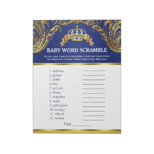 Prince Baby Shower Word Scramble Games Notepad