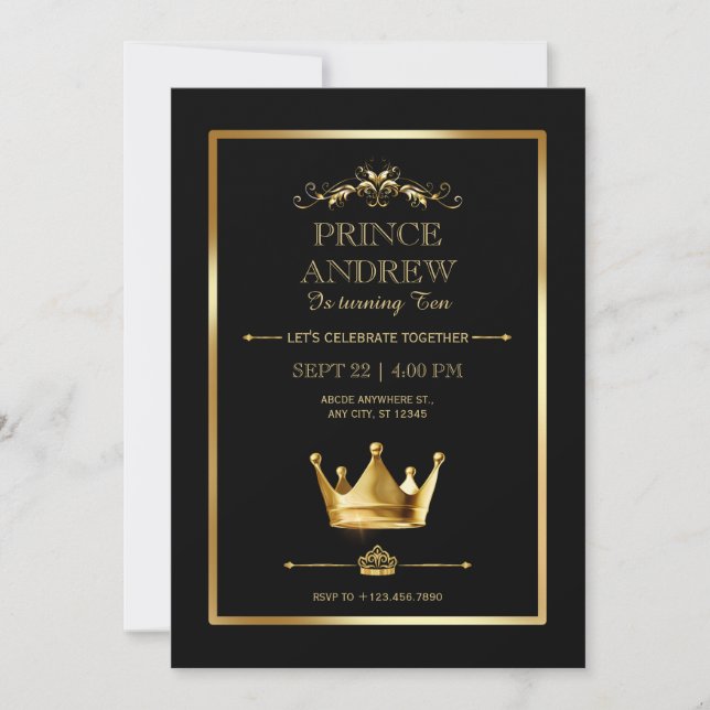Prince birthday invitation (Front)
