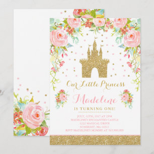 Prince Birthday Invitation Gold Princess Catle