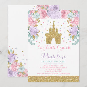 Prince Birthday Invitation Gold Princess Catle