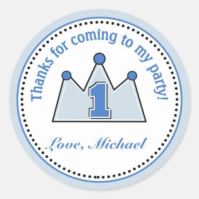 Prince Birthday Party Favour Stickers (Front)