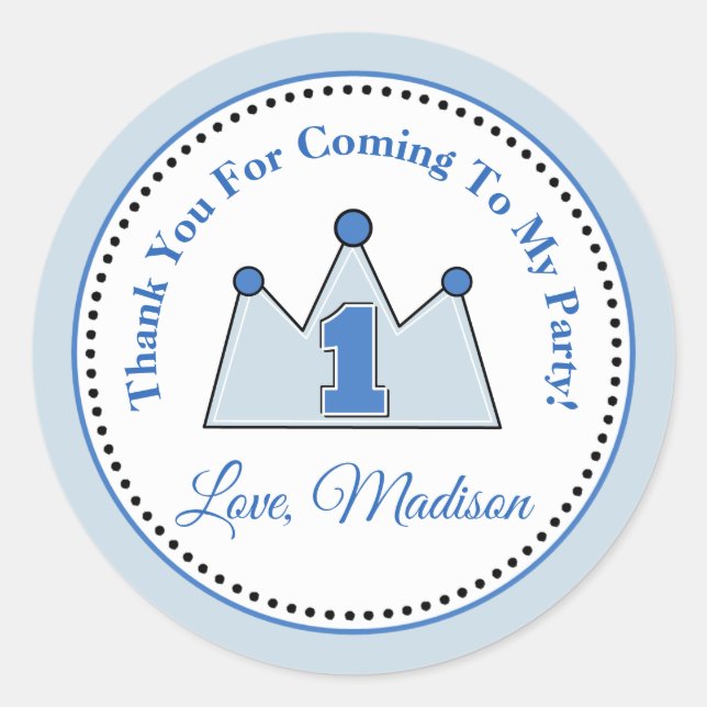 Prince Birthday Party Favour Tag Sticker (Front)
