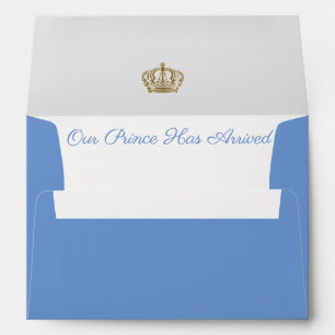 Prince Blue Baby Boy Birth Announcement Envelope