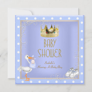 Prince blue Baby Shower Boy Baby Crown Spot Invitation