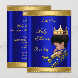 Prince Boy Baby Shower Blue 2 African American Invitation
