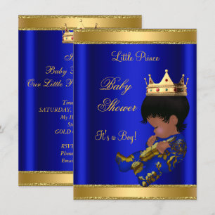 Prince Boy Baby Shower Blue Ethnic Invitation