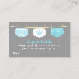 Prince Boy Baby Shower, Cute Diaper Raffle Tickets Enclosure Card