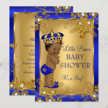 Prince Boy Baby Shower Gold Blue African American