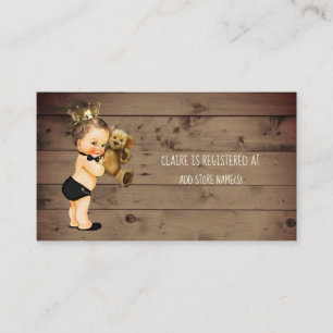 Prince Boy Baby Shower Registry Insert Rustic Wood