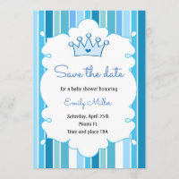 Prince Boy Baby Shower Save the Date