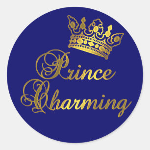 Prince Charming in Gold T-shirt for Baby or Adult Classic Round Sticker