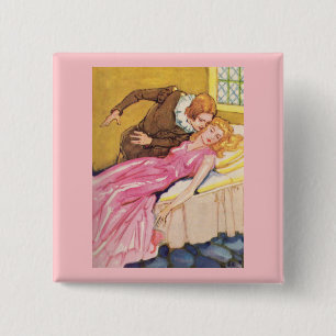 Prince Charming kissing Sleeping Beauty 15 Cm Square Badge