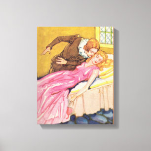 Prince Charming kissing Sleeping Beauty Canvas Print