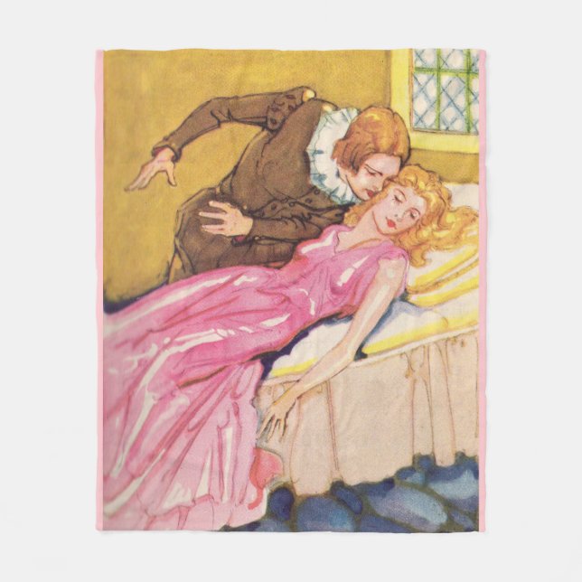 Prince Charming kissing Sleeping Beauty Fleece Blanket (Front)