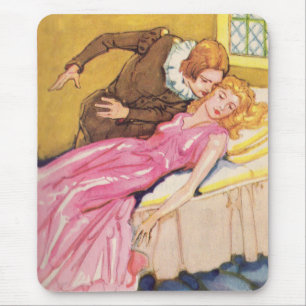 Prince Charming kissing Sleeping Beauty Mouse Mat