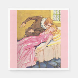 Prince Charming kissing Sleeping Beauty Napkin