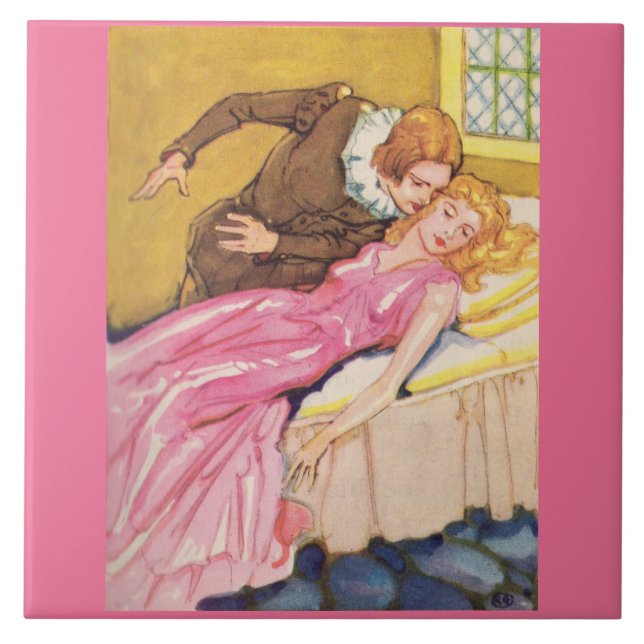 Prince Charming kissing Sleeping Beauty Tile (Front)