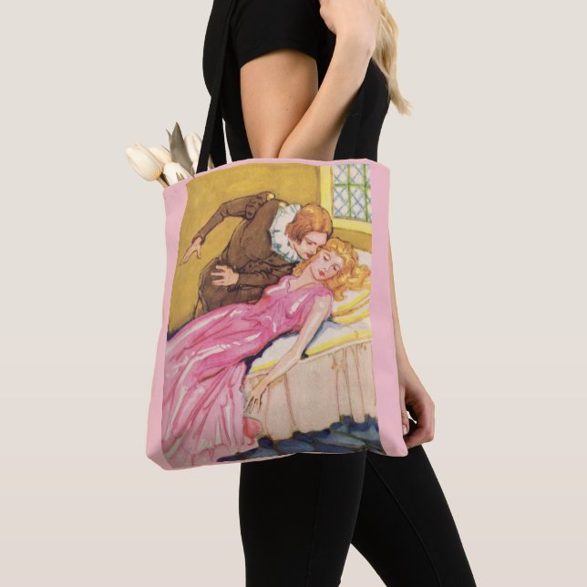 Prince Charming kissing Sleeping Beauty Tote Bag (Close Up)