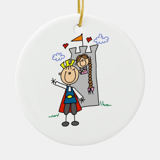 Prince Charming Rescues Princess Ceramic Tree Decoration (Front)
