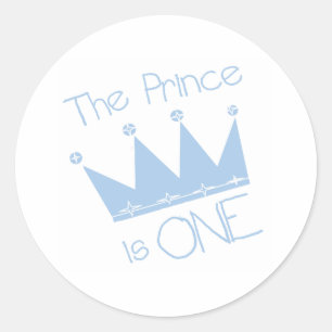 Prince Crown 1st Birthday Classic Round Sticker