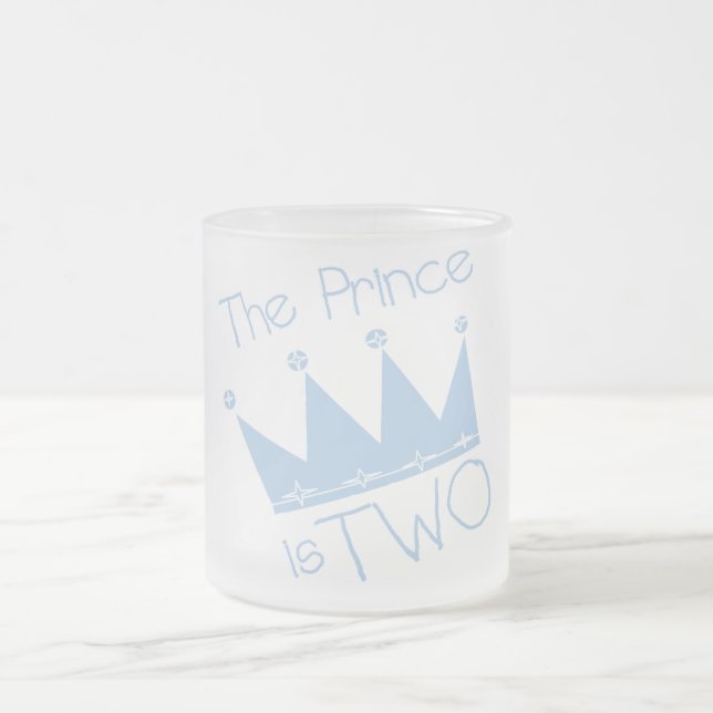 Prince Crown 2nd Birthday tshirts and Gifts Frosted Glass Coffee Mug (Center)