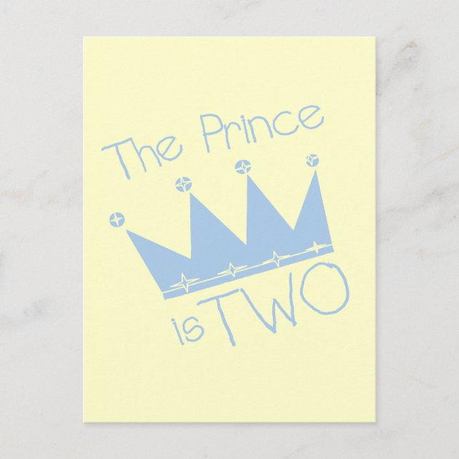 Prince Crown 2nd Birthday tshirts and Gifts Postcard (Front)