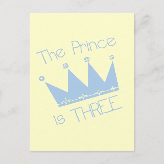 Prince Crown 3rd Birthday Tshirts and Gifts Postcard (Front)