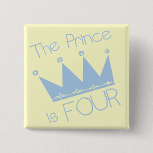 Prince Crown 4th Birthday Tshirts and Gifts 15 Cm Square Badge