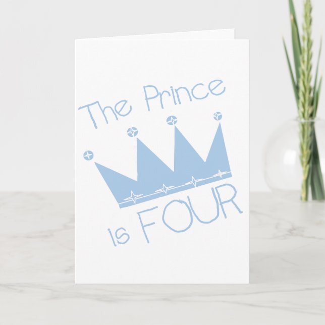 Prince Crown 4th Birthday Tshirts and Gifts Card (Front)