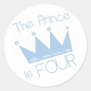 Prince Crown 4th Birthday Tshirts and Gifts Classic Round Sticker