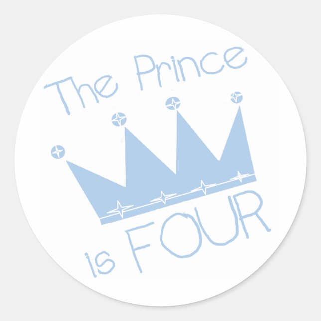 Prince Crown 4th Birthday Tshirts and Gifts Classic Round Sticker (Front)