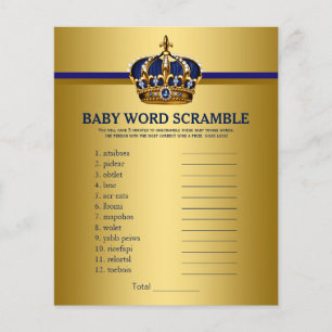 Prince Crown Baby Shower Games Word Scramble