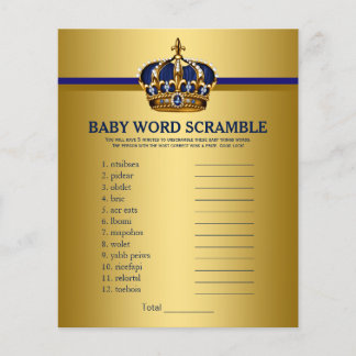 Prince Crown Baby Shower Games Word Scramble