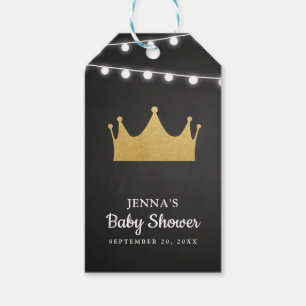 Prince Crown   Baby Shower Gold Foil   Chalkboard Gift Tags