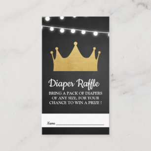 Prince Crown Baby Shower Gold Foil Diaper Raffle Enclosure Card