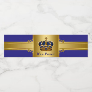 Prince Crown Baby Shower Water Bottle Labels