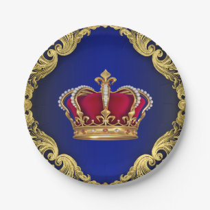 Prince Crown Royal Baby Shower Paper Plate