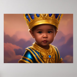 Prince cute baby boy gold crown blue ethnic poster