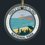 Prince Edward Island National Park Beach Badge Ceramic Tree Decoration<br><div class="desc">Prince Edward Island National Park vector art design. The Park is situated along the island's north shore,  fronting the Gulf of St. Lawrence.</div>